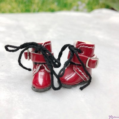 SBB006RED Mimiwoo 2.2cm Doll Shoes Buckle Boots RED fit Middle Blythe Obitsu 11cm body